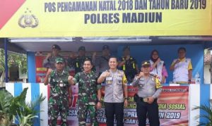 Dandim Madiun bersama Kapolres Madiun Cek Pos Pam Nataru 
